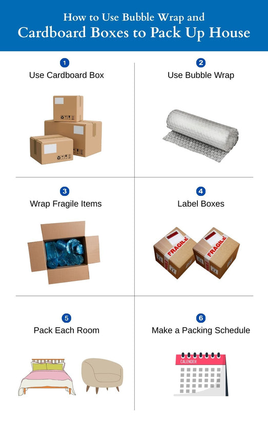 How to Use Bubble Wrap and Cardboard Boxes to Pack Up a House